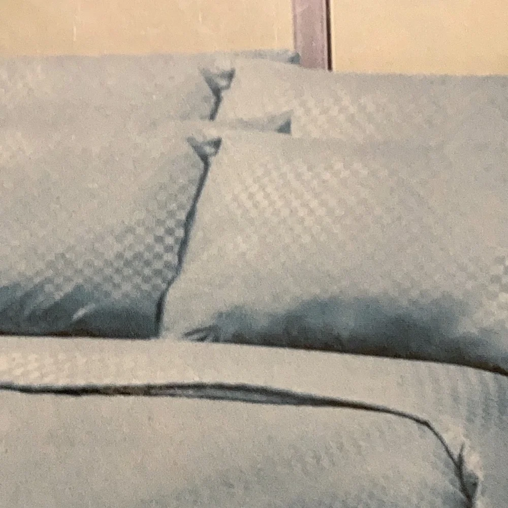 Traditional At Home 4pc Twin Sheet Set Baby blue checkerboard embossed print